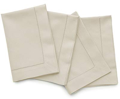 Solino Home Baumwolle Leinen Hohlsaum-Servietten,4er Set, Naturstoff Dinnerservietten 20x20 Zoll,Leinenstoff-Servietten für Herbst, Erntedankfest, Urlaub,Handgefertigt und maschinenwaschbar