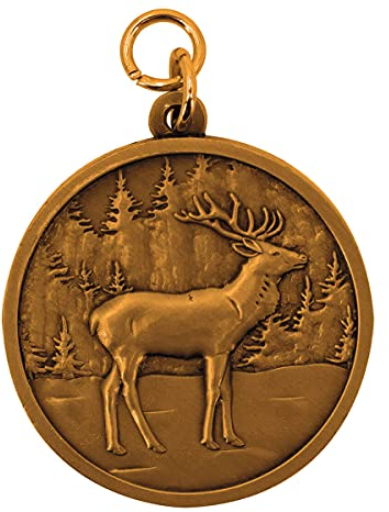 Deitert Jagdmedaille mit Name oder Wunschtext graviert, Motiv - Hirsch -, Bronze, personalisierte Jagdauszeichnung, Trophäe