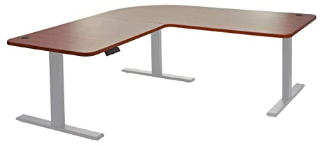 Eck-Schreibtisch HWC-D40, Computertisch elektrisch höhenverstellbar 178x178cm 84kg MVG - Natur, grau