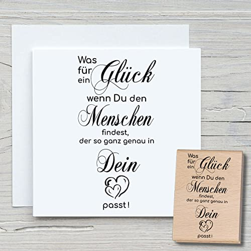 NEWSTAMPS Stempel Was für ein Glück Motivstempel groß aus Holz & Gummi zum Karten basteln, Holzstempel, Sprüche, Spruchstempel, Textstempel, Schrift, Scrapbook, Textilstempel, Deko