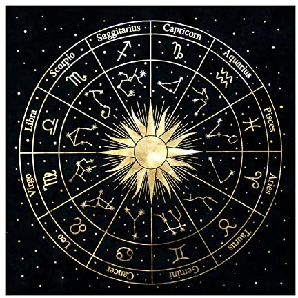 Pomrone Altar Tarot Tuch, Schwarze Himmlische Tischdecke aus Samt für Weissagungskarten, Hexerei und Horoskop Astrologie, 19,31 Zoll