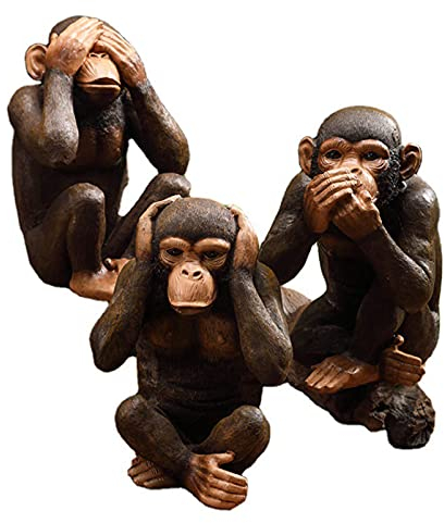 Pevfeciy DREI affen skulptur deko,DREI weise Affen Statue-Nichts sehen hören Sagen Glücksbringer Skulptur,3 sitzend Affen Kunst Skulptur Kreative Dekoration Geschen,Résine
