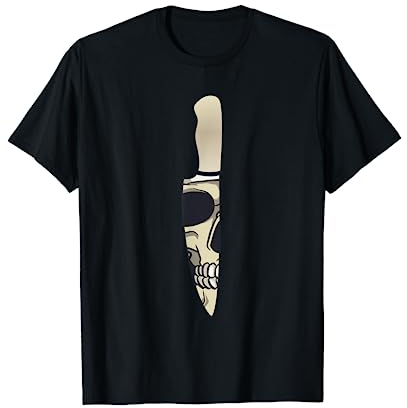 gadgets de cocina para hombres Cocinero Chef Cuchillo de Cocina Calavera Camiseta Hombre Manga Larga Pequeño Negro