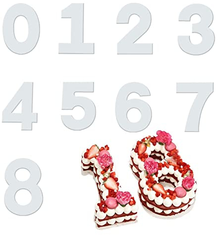 Kuchen Zahlenform, 12 Zoll Kuchen Zahlen Schablonen Cake Zahlenform Kuchenform 0-8 Zahlen Set, Verwendet für Hochzeit, Geburtstagsfeier DIY digitale Dekoration Kuchen backen Vorlage