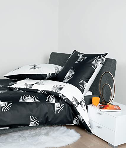 Janine Mako-Satin Bettwäsche J. D. 240x220 cm + 2X 80x80 cm schwarz
