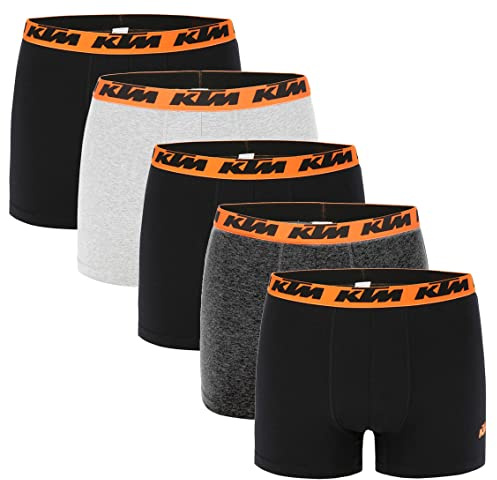 KTM by Freegun Boxershorts für Herren Unterwäsche Pant Men´s Boxer 5 er Pack, Farbe:Black/Dark Grey/Light Grey, Bekleidungsgröße:S