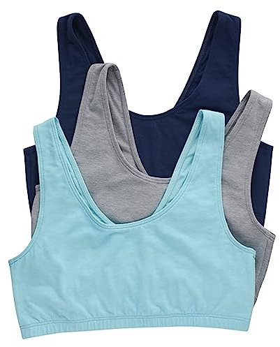 Hanes Sujetador para Mujer (Paquete de 3), Azul Marino/Jaspeado concreto/Azul Ultra, L