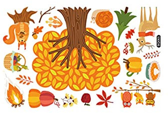 Sport Aufkleber Static Stic Grenzüberschreitender Truthahn-Erntedank-kreativer Kürbis-Aufkleber-Blatt-Wandaufkleber Aufkleber Stinkefinger (C, One Size)