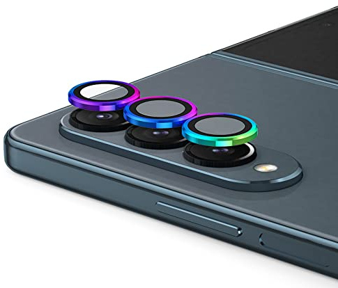 GIOPUEY [Full Protection] Camera Lens Protector Compatible with Samsung Galaxy Z Fold 4,[Double protection] Metal + Tempered Glass, Camera Protector for Samsung Galaxy Z Fold 4 - colorful