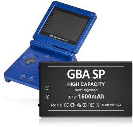 Akku für Gameboy Advance SP(GBA SP), Aufgerüsteter 1600mAh Super hohe Kapazität Li-Ion Ersatzakku mit hoher Kapazität für Nintendo AGS-001, AGS-003, AGS-101