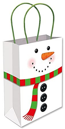Anila's Complete Christmas Themed 10 Party Bags, Fillers & Favours – 10 Snowman Party Bags with Handles. (Ideal for Children Aged 3-8)