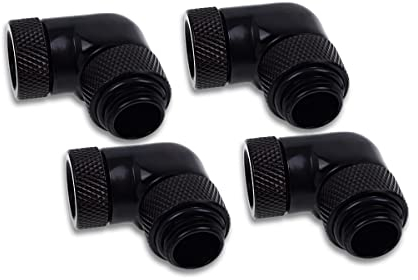Alphacool Eiszapfen Winkeladapter 90° drehbar G1/4 AG auf G1/4 IG - 4er Set Deep Black