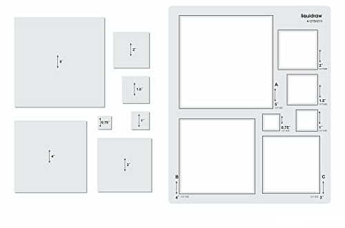 Liquidraw Quilting Templates & Rulers for Patchwork - Square | Clear Acrylic Quilt Template Stencils | Inner & Outer Square Guides | Easy-Read Sewing, Cutting, Piecing, Measuring & Craft Tool