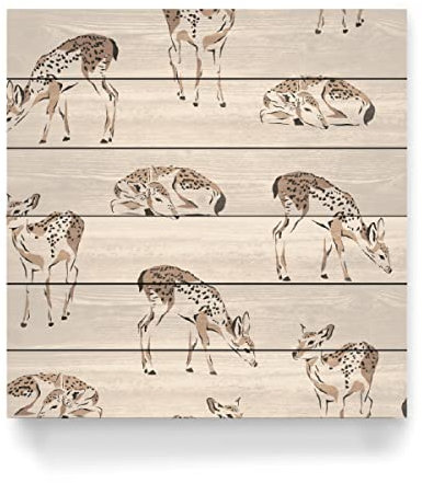 artboxONE Holzbild 60x60 cm Für Kinder Springende Rehe von Künstler OHKIMIKO