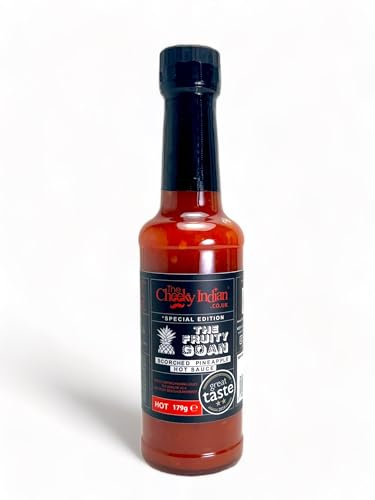 THE CHEEKY INDIAN - The Fruity Goan Hot Sauce 179g, Scorched & Caramelised Pineapple with Scotch Bonnet, Dipping Sauce & Sticky BBQ Marinade, Made in UK, Vegetarian, Dairy & Gluten-Free