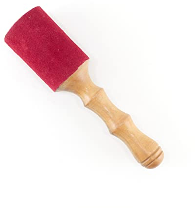 Mazo tibetano para cuenco de canto de madera/gamuza, palo de golpeador de madera tibetano con cabeza envuelta en cuero (diseño 03)