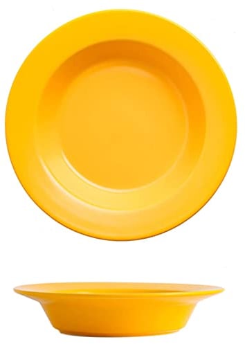 Plato Sopero Grande De Cerámica con Borde, Juego De 2 Cuencos para Pasta, Plato para Servir Ensalada, Apto para Microondas Y Horno.-amarillo-20x20x4cm, 500ml