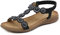 ZOEASHLEY Sandalen Damen Strass Flache Sandaletten Sommer Offene Zehe Zehentrenner Bohemian Flip Flops Schwarz29 38 EU
