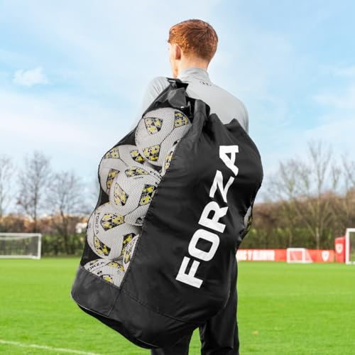 FORZA Jumbo Ball Bag – 283L Heavy-Duty Mesh Ball Storage Sack | Drawstring Closure & Reinforced Strap | Holds 20 Balls | Tearproof 600D Polyester | Ideal for Football, Rugby, Netball, & Training Use