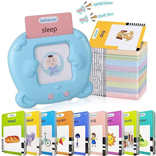 Topfree 510 Words Alphabet Talking Flash Cards for 2-7 Years Toddlers, Educational Learning Interactive Toy for Boys Girls Kids Birthday Gifts, Preschool Montessori Speech Therapy Autism Toy