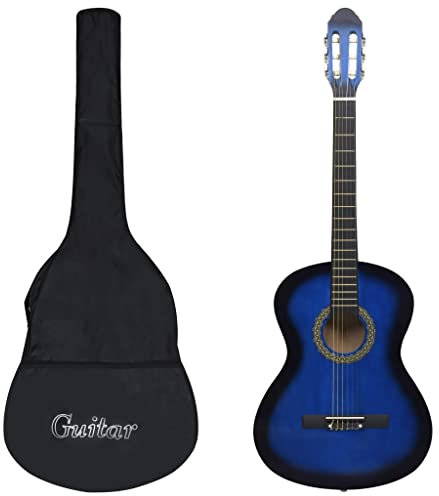 VACARX Konzertgitarre für Anfänger mit Tasche, blau, 4/4 99,1 cm, Gitarre: