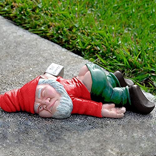 SXFENG Enanos Jardin, Adornos de Jardin Gnomo, Decoracion Jardin Exterior Figuras, Estatuas Decorativas de Resina Exterior o Interior, Adornos Originales Casa (Rojo)