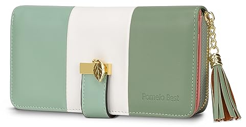 Pomelo Best Damen Geldbörse Mehrfarbig gestreift Portmonee aus Kunstleder, RFID Groß Portemonnaie mit 12 Kartenfächer und Münzfach