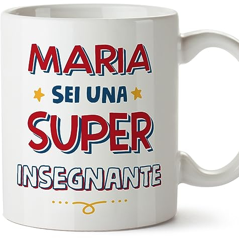 MUGFFINS Tazas Personalizadas para MAESTRA mujer - En Italiano - Sei Super - 11 oz / 330 ml - Regalo Personalizable original y divertido