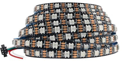 5M WS2812B LED-Streifen 5V 60LEDs/m - 300 Pixel, individuell adressierbare RGB IC 5050SMD LEDs - flexibles schwarzes PCB IP30 - Traumfarbe für DIY-Farbwechselprojekt.