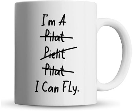 Inky Penguin - I Can Fly - Funny Pilot Misspelling, Airline, Commercial Pilot Gift Mug, Ceramic, 11fl. oz.