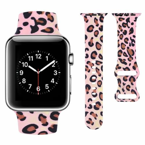 Vozehui Compatibile con Apple Watch Cinturino in silicone 41 mm, 40 mm, 38 mm, Mucca Leopardo Zebra Animal Print Cinturino sportivo morbido compatibile con iwatch Apple Watch Strap SE Series 9 8 7 6 5