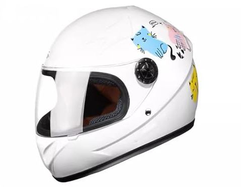 QJWMatic Cascos Integrales De Motocicleta para Niños Y Niñas, Casco Ligero Street Cruiser ATV con Visera para Niños De 2 A 10 Años F,48-52CM