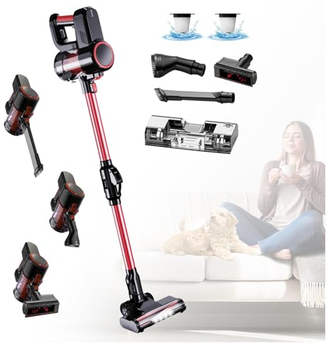 MeLtor Aspirateur Balai Laveur sans Fil 5 en 1 Compact - Puissant 16000Pa, Aspirateur Balai Laveur sans Fil pour Sol Dur Tapis Poils d'animaux Voiture