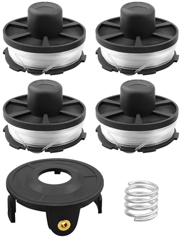 FurnyQuaint Lot de 4 bobines de rechange pour débroussailleuse Makita avec capuchon et ressort - 8,2 m - Bobine de rechange pour débroussailleuse - 0,2 cm