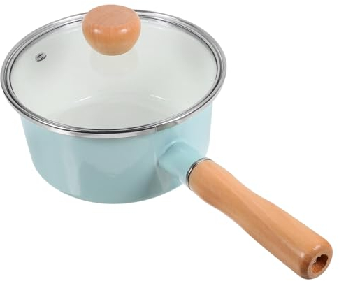 IMIKEYA Enamel Nonstick Saucepan with Lid Stovetop Milk Soup Pan Instant Noodles Pot Induction Cooking Pot for Boiling Gravies Pasta Spaghetti Green