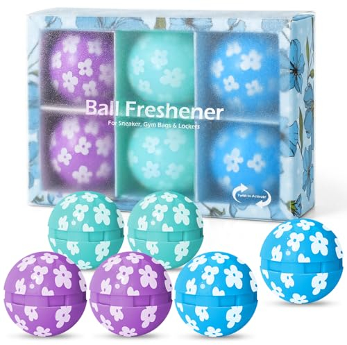 DERDUFT Shoe Deodoriser, Shoe Fresheners, Reusable Sports Shoe Deodorizer Balls 6 Pack, Long-Lasting, for Shoes, Gym Bag, Drawers, (Lavender,Linen,Cotton) Scent