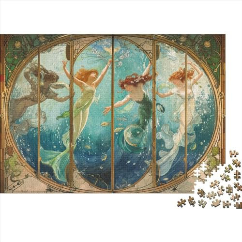 Meerjungfrau Puzzle 1000 Teile Meerjungfrau Wandbild Puzz Erwachsene Spielepuzzles HochwerTiger Geschicklichkeitsspiel Lernspiel Spielzeug Geschenk Schöne Geschenkidee Farbig 1000pcs (75x50cm)