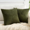 Topfinel Olive Green Cushion Covers, Corduroy Patchwork Pinwheel Design Pillow Cases for 45cm x 45cm Sofa Cushions, Modern Decorative Bedroom Living Room Cushion Covers Set of 2