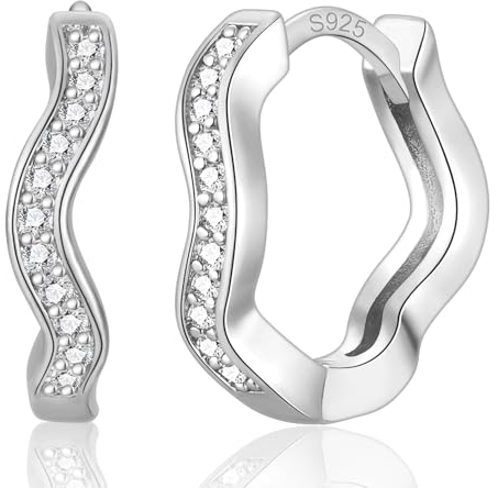 PDTU Ohrringe Silber 925, Creolen Silber 925 mit Zirkonia 10mm Silber Ohrringe Huggie Hypoallergen