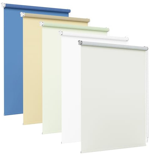 Jalousiescout Verdunkelungsrollo ohne Bohren, Klemmfix Rollo für Fenster und Türen Vollverdunkelnd, Sonnenschutz Sichtschutz, 42,5 x 230 cm (BxH), Creme