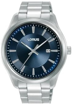 Lorus Herren Analog Quarz Uhr mit Edelstahl Armband,Silber/Schwarz