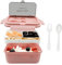 HNNJCK 1500ml Bento Lunchbox mit Fächern, Brotbox Vesperbox Brotdose Auslaufsicher Erwachsene, Salatbox To Go Brotzeitbox Snackbox Frühstücksbox Jausenbox für Büro Schule（Rosa）