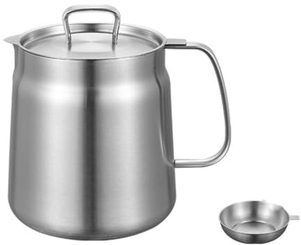 Ruuizksa Freidora, olla de aceite de acero inoxidable, gran capacidad, freidora de aceite y vaso de filtro, filtro de aceite versátil para cocina, 2 L