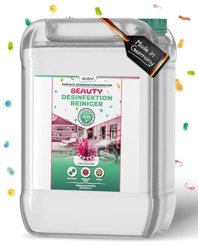 Qindoo 5L Desinfektionsreiniger Beauty, Desinfektionsmittel für Kosmetikstudio, Nagelstudio, Friseur, Fußpflege, Barber, SPA, Massage-Studio, Reinigung Desinfizierung in einem Arbeitsgang