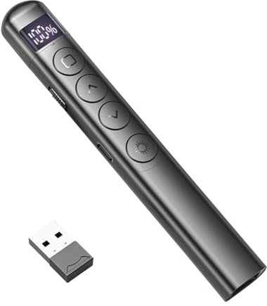 LYEAA Présentateur sans Fil 2,4 GHz Type-C Rechargeable PowerPoint Office Clicker de présentation avec hyperlien Présentateur de télécommande sans Fil pour projecteur d'enseignement de burea