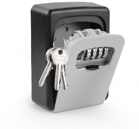 ZKH Schlüsseltresor mit zahlencode, 4 Stelliges Zahelncode, wasserdichte Schlüsselkasten, Wandmontage, Schlüsselsafe Aus Zinkaluminium, Schlüsselbox Für Schlüssel, Karten, Haus, Büro, Garage, Schrank