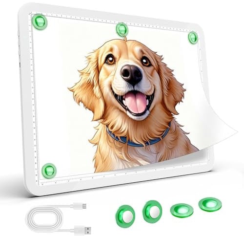 Zocelight wiederaufladbare A3 Leuchttisch,LED Licht Pad mit 4 Magneten, Leuchtkasten mit 4000mAh Batterie für Diamantmalerei, Ultra Lichtplatte zum Zeichnen, Skizzieren, Tattoo (Weiß)