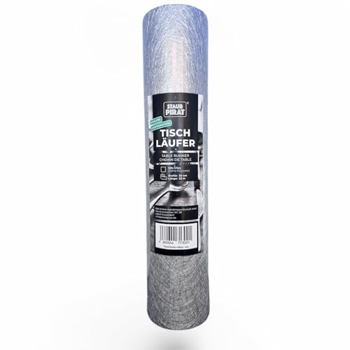 STAUBPIRAT Tischläufer Rolle 30 cm x 25 m – Deko Strukturvlies Meterware zum Zuschneiden - modern – hochdekoratives Tischband für Feste, Feiern und Events Silber