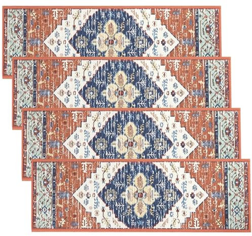 Ssguopte 4 pezzi di gradini per scale in legno 30x10 '' graffi di scale per tappeti retrò facili da asporto