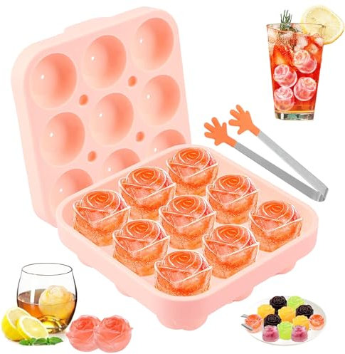 Weihnachts-Schokoladenform, Kuchen-Backform, Weihnachts-Silikonform, 25 Mulden, Weihnachtsthema-Form, 2 Stück,Rose-Eiswürfel (9-teilig rosa)